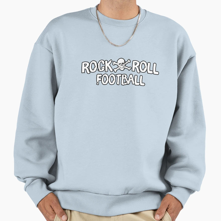 Rock Roll Football Skull Sweatshirt - Unique Graphic Men Women - T-Shirt, Sweatshirt, Hoodie
