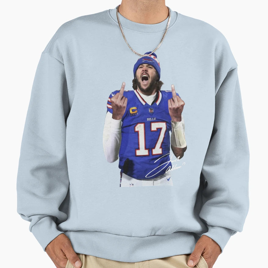 Josh Allenflipping Bird Sweatshirt - Custom Art Print Men Women - T-Shirt, Sweatshirt, Hoodie