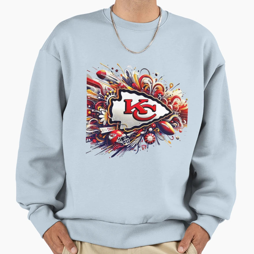 Kc Chiefs Football Sweatshirt - Custom Art Print Unisex - T-Shirt, Sweatshirt, Hoodie