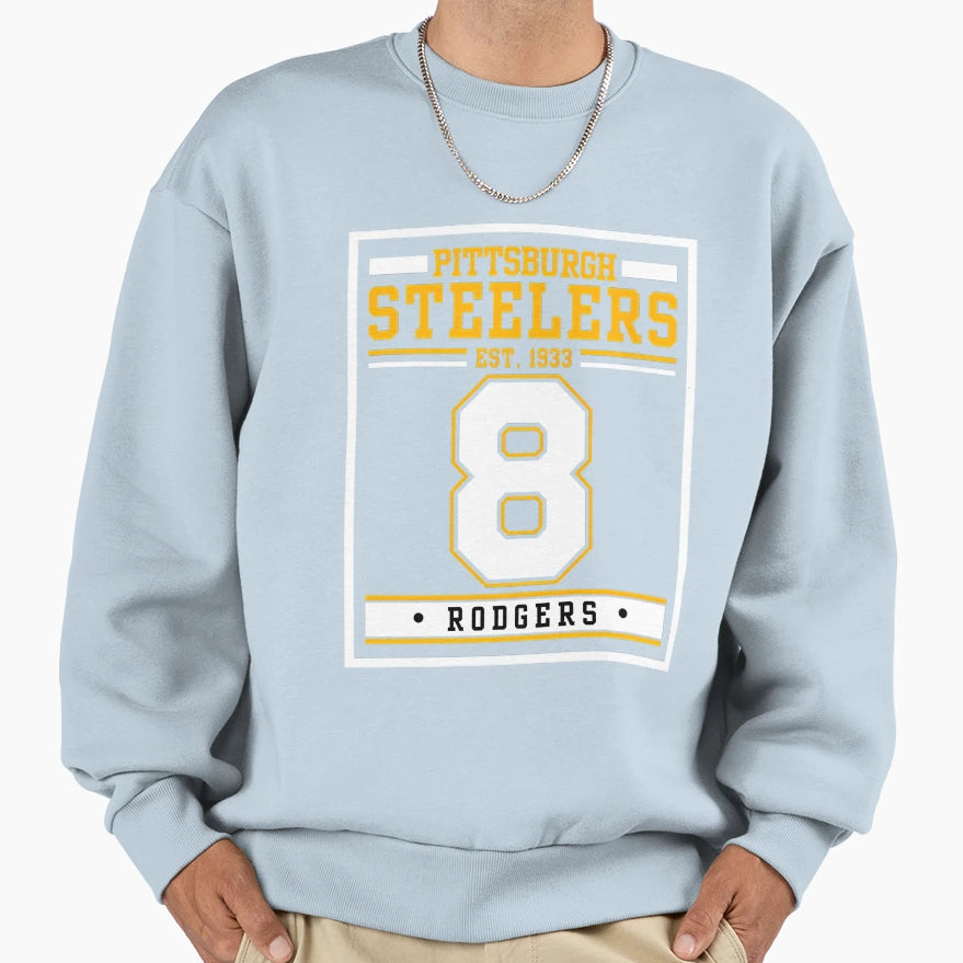 Pittsburgh Rodgers 8 Football Sweatshirt - Aesthetic Graphic for Adults - T-Shirt, Sweatshirt, Hoodie