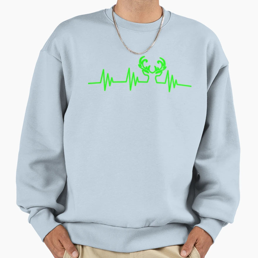 Heartbeat Deer Sweatshirt - Casual Everyday Wear Unisex - T-Shirt, Sweatshirt, Hoodie
