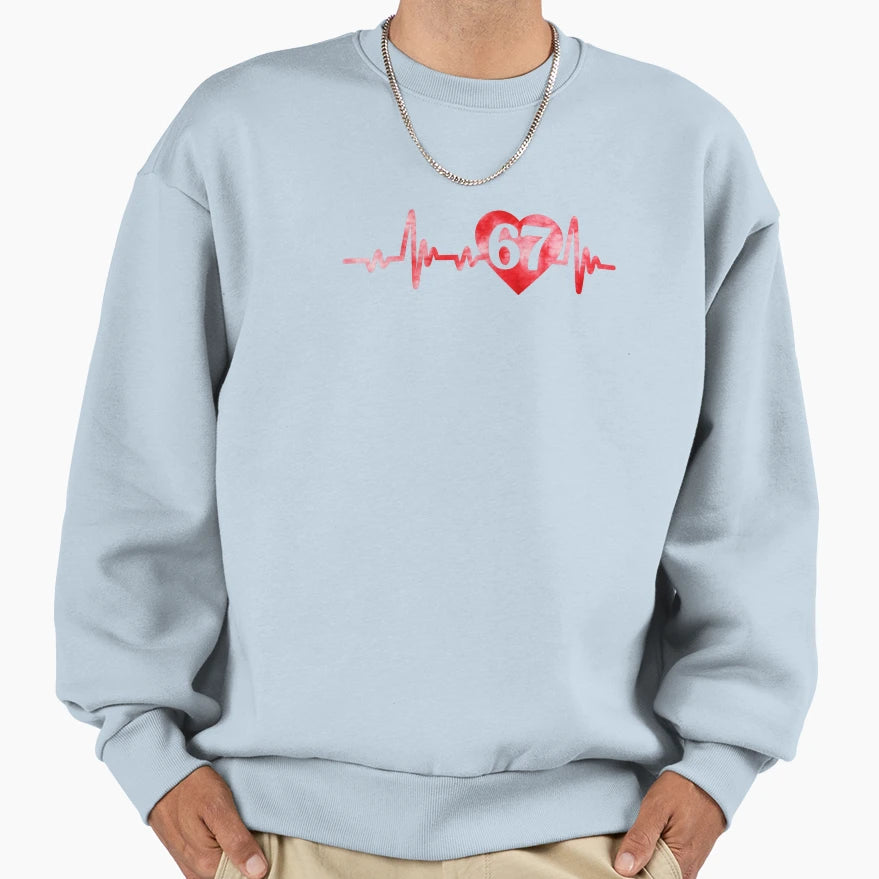 67 Heartbeat Meme Valentines Sweatshirt - Casual Everyday Wear for Adults - T-Shirt, Sweatshirt, Hoodie