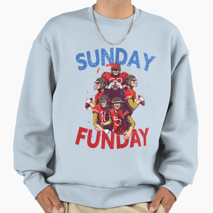 Sunday Funday Football T-Shirt - Custom Art Print Men Women - T-Shirt, Sweatshirt, Hoodie