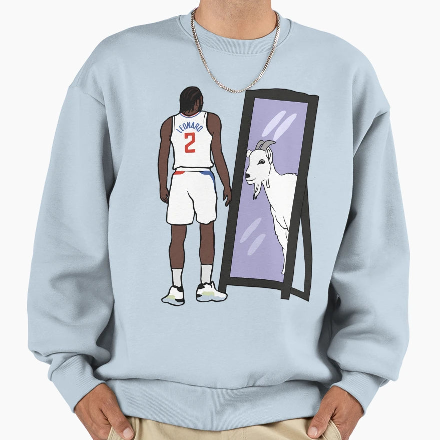 Kawhi Leonard Mirror Goat Sweatshirt - Trendy Graphic for Adults - T-Shirt, Sweatshirt, Hoodie