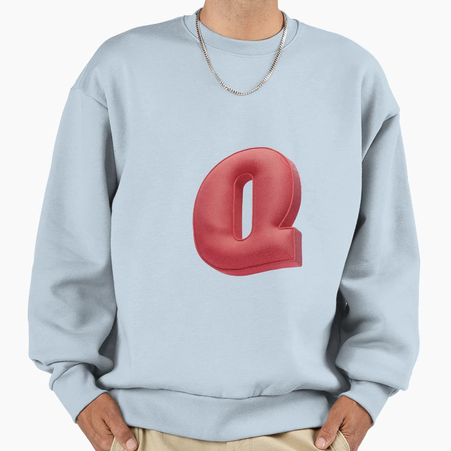 Floating Red Cushion Letter Q 3D Sweatshirt - Aesthetic Graphic Unisex - T-Shirt, Sweatshirt, Hoodie