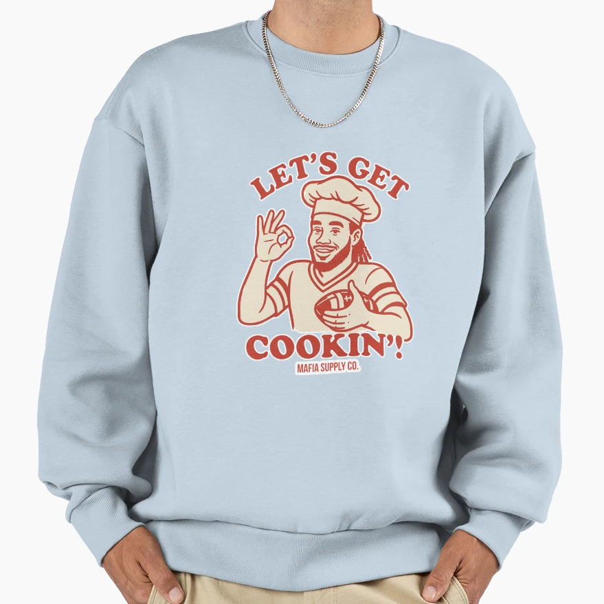 Lets Get Cookin Football Chef Sweatshirt - Graphic Print Unisex - T-Shirt, Sweatshirt, Hoodie