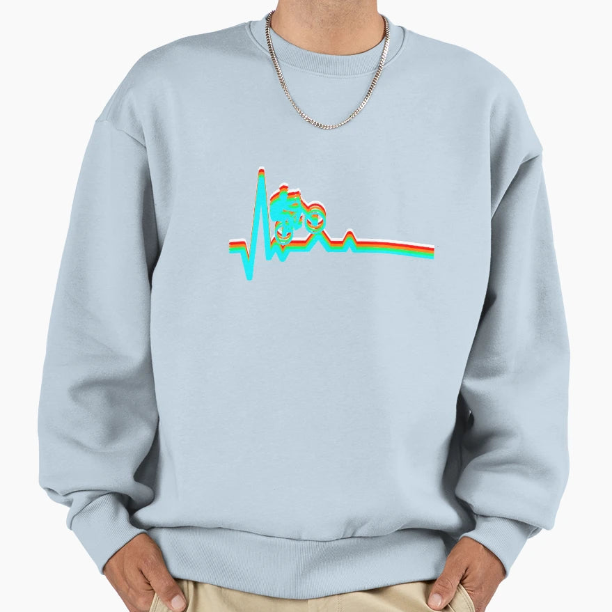 Mountain Bike Heartbeat Bmx Hobby Sweatshirt - Novelty Apparel for Adults - T-Shirt, Sweatshirt, Hoodie