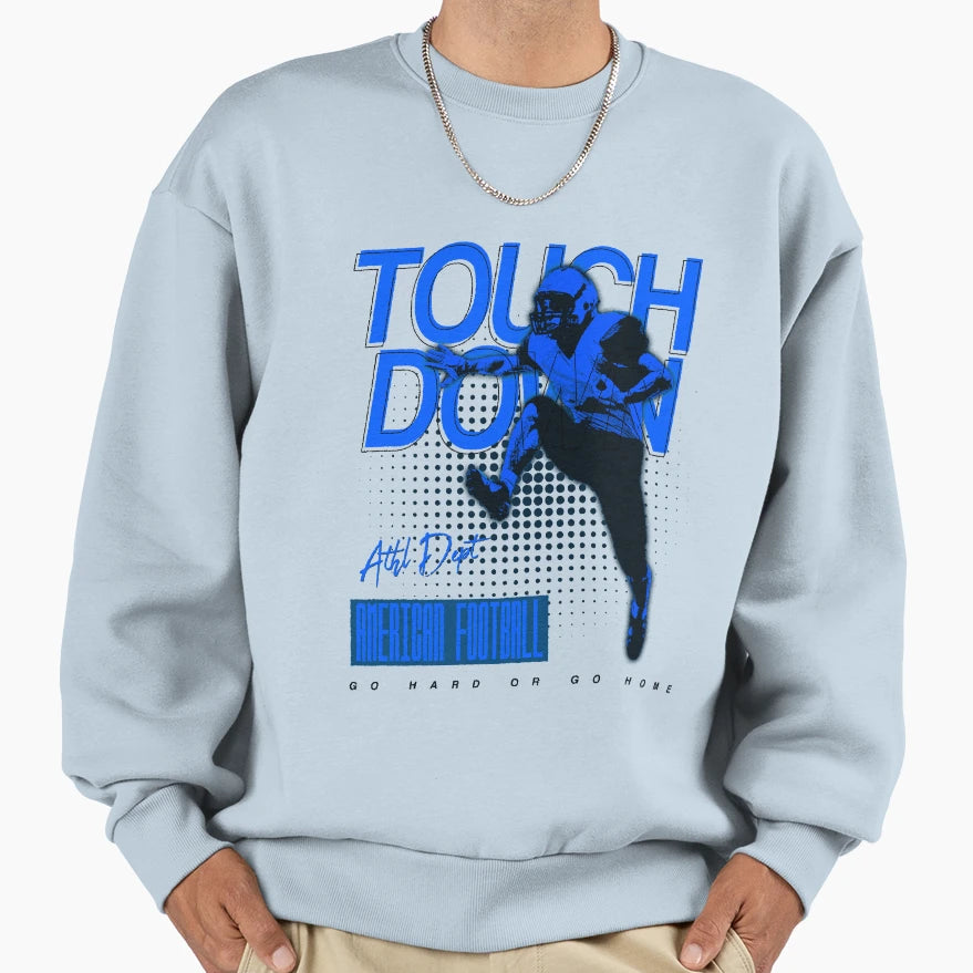Touchdown Football Player Leaps Sweatshirt - Aesthetic Graphic Men Women - T-Shirt, Sweatshirt, Hoodie