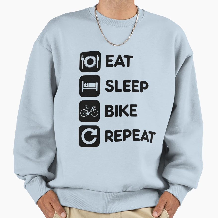 Eat Sleep Ride Repeat Mountain Sweatshirt - Fun Novelty Design for Adults - T-Shirt, Sweatshirt, Hoodie