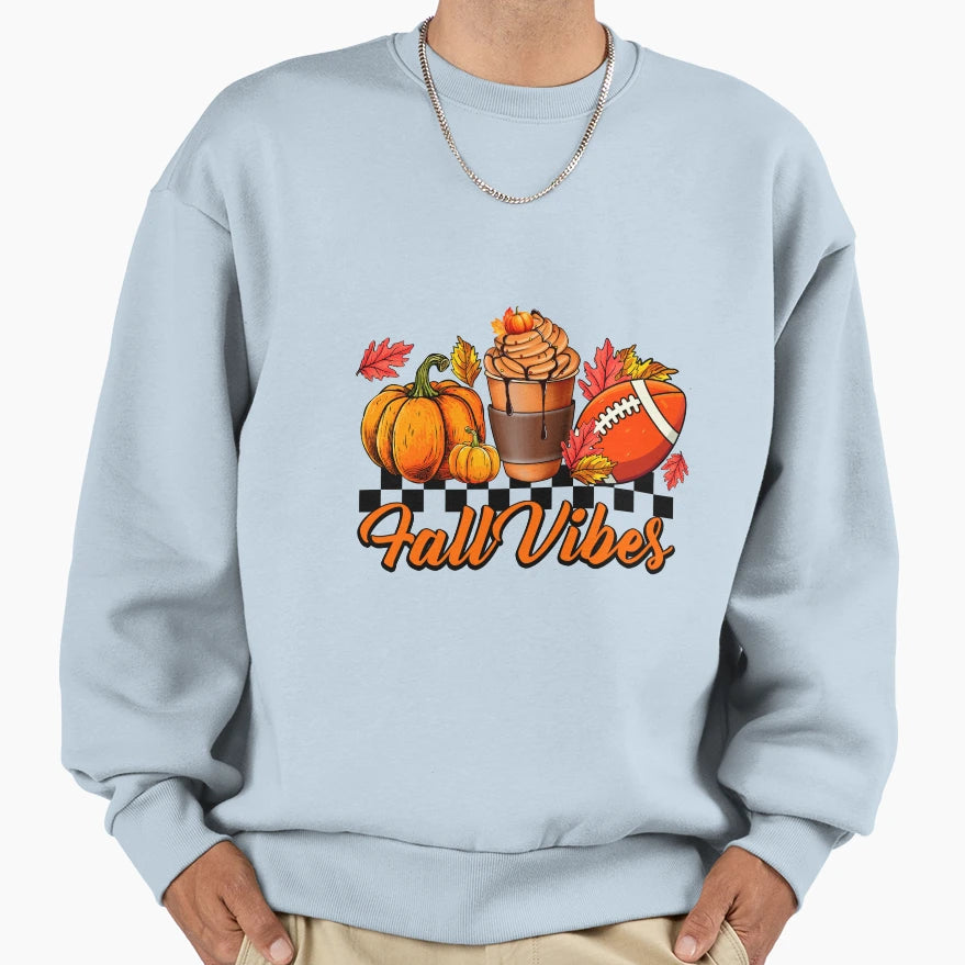 Fall Vibes Football Coffee Sweatshirt - Aesthetic Graphic for Adults - T-Shirt, Sweatshirt, Hoodie