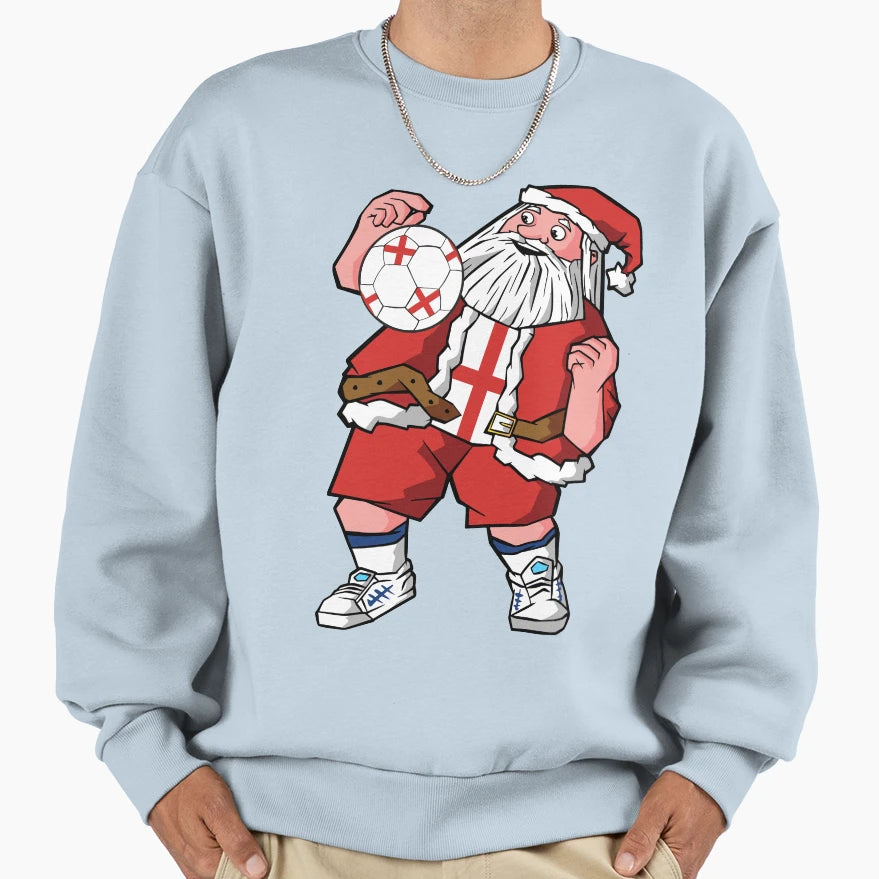 Santa Playing Football Father England Sweatshirt - Novelty Apparel Unisex - T-Shirt, Sweatshirt, Hoodie