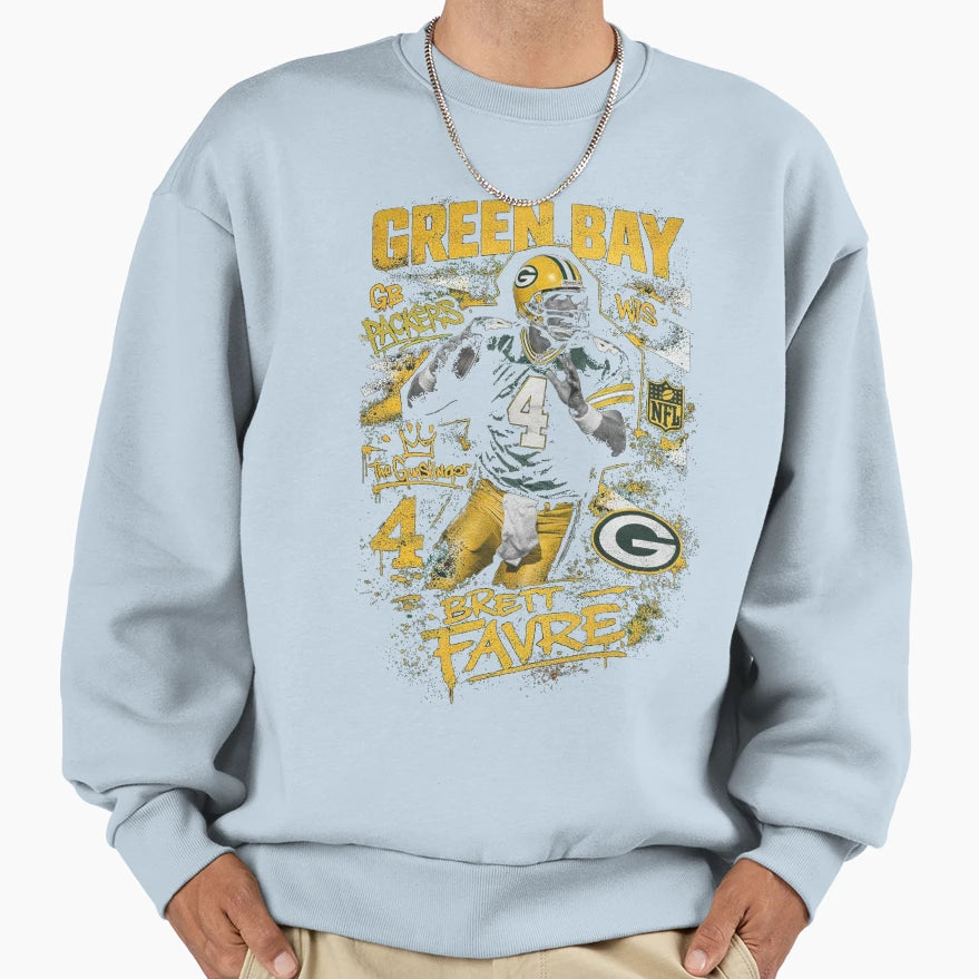 Brett Favre Graffiti Legacy Green Sweatshirt - Trendy Graphic for Adults - T-Shirt, Sweatshirt, Hoodie