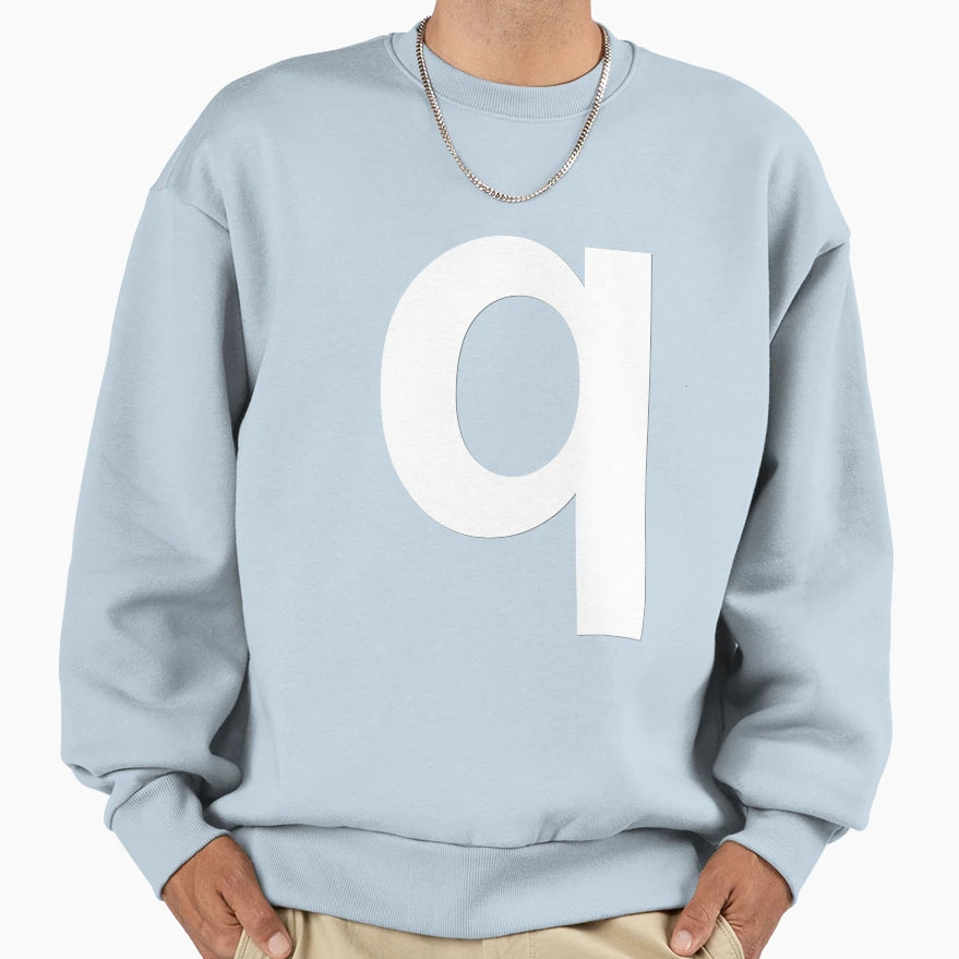 Q White Sweatshirt - Minimalist Print for Adults - T-Shirt, Sweatshirt, Hoodie
