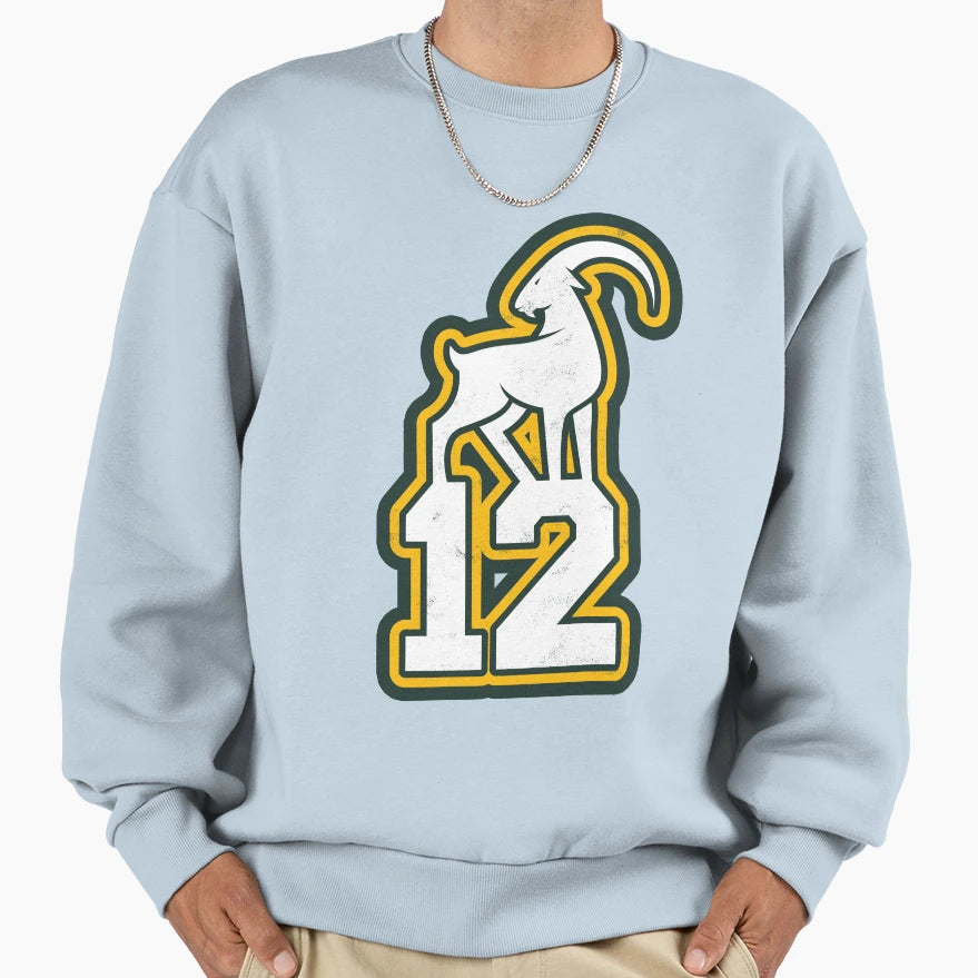Goat 12 Green Bay Brady Sweatshirt - Fun Novelty Design for Adults - T-Shirt, Sweatshirt, Hoodie