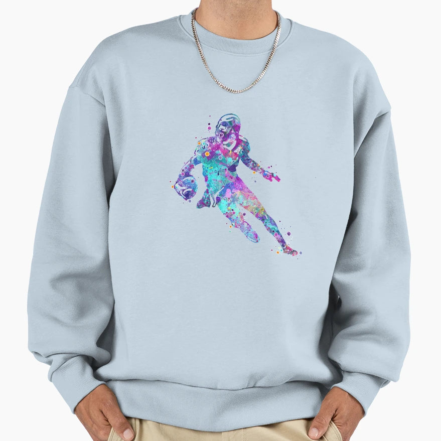 American Football Player Watercolor Sweatshirt - Minimalist Print Unisex - T-Shirt, Sweatshirt, Hoodie