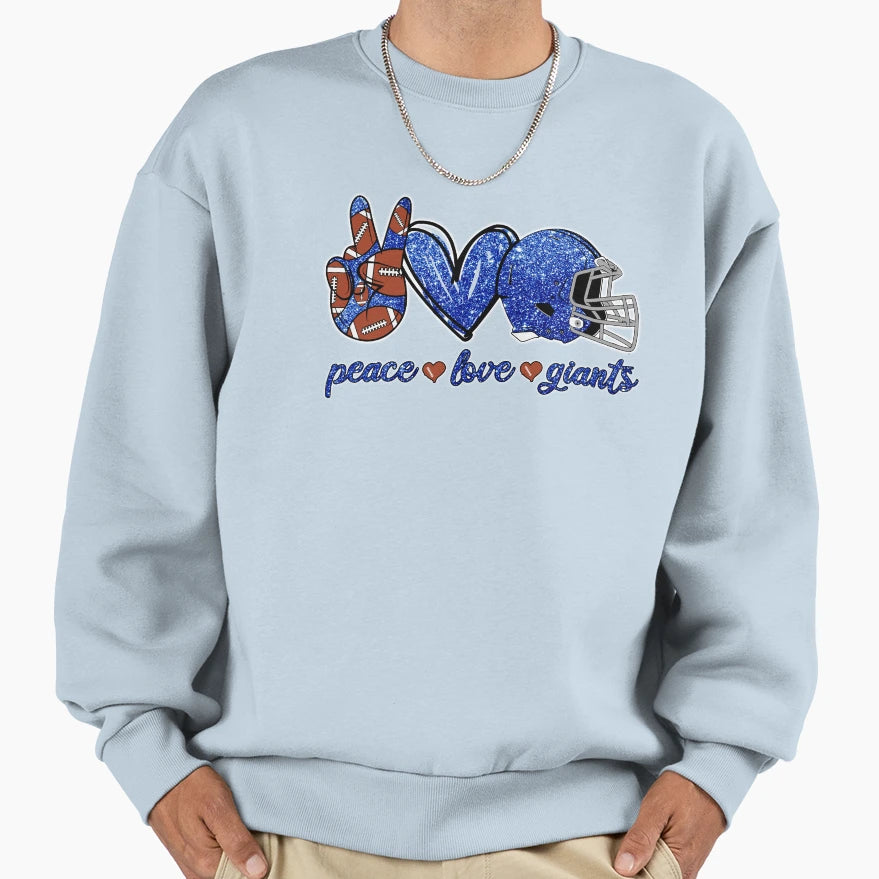 Peace Love Giants Football Team Sweatshirt - Graphic Print for Adults - T-Shirt, Sweatshirt, Hoodie