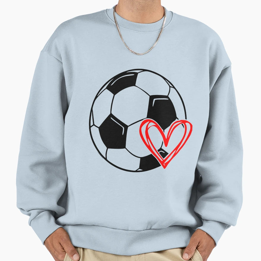 Love Soccer Heart Sweatshirt - Novelty Apparel Men Women - T-Shirt, Sweatshirt, Hoodie