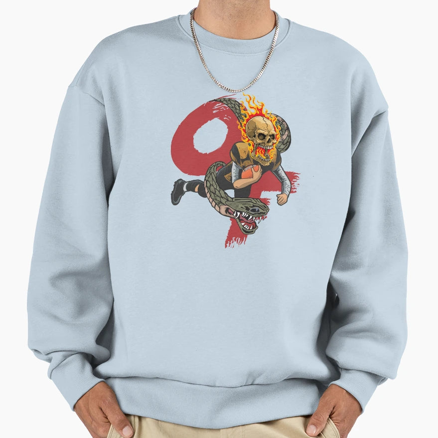 Skull Football Sweatshirt - Minimalist Print for Adults - T-Shirt, Sweatshirt, Hoodie