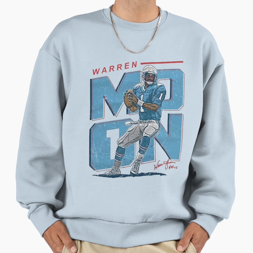 Warren Moon Houston Throwbacks S Sweatshirt - Aesthetic Graphic Men Women - T-Shirt, Sweatshirt, Hoodie
