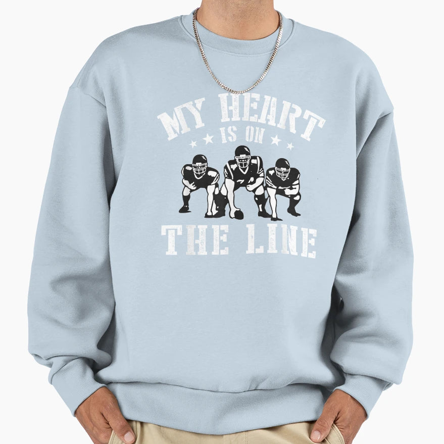 Football My Heart Is Line Sweatshirt - Custom Art Print Men Women - T-Shirt, Sweatshirt, Hoodie