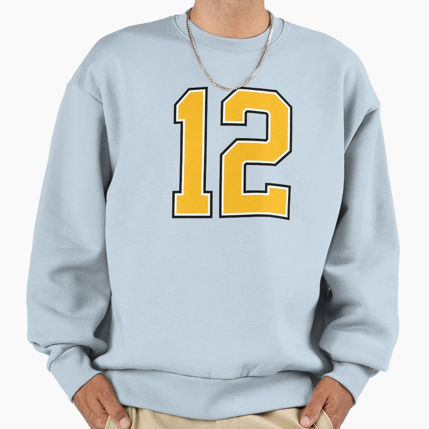 Yellow Number 12 Lucky Sports Sweatshirt - Fun Novelty Design for Adults - T-Shirt, Sweatshirt, Hoodie