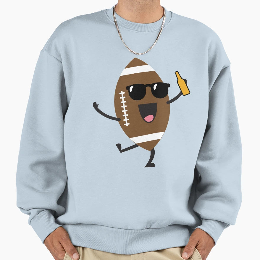 Beer Drinking Football Sweatshirt - Graphic Print Unisex - T-Shirt, Sweatshirt, Hoodie