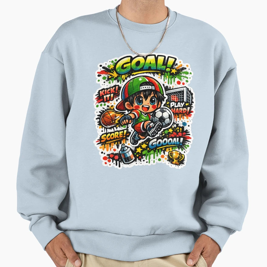 Goal Dreamer Kawaii Graffiti Soccer Sweatshirt - Trendy Graphic Men Women - T-Shirt, Sweatshirt, Hoodie