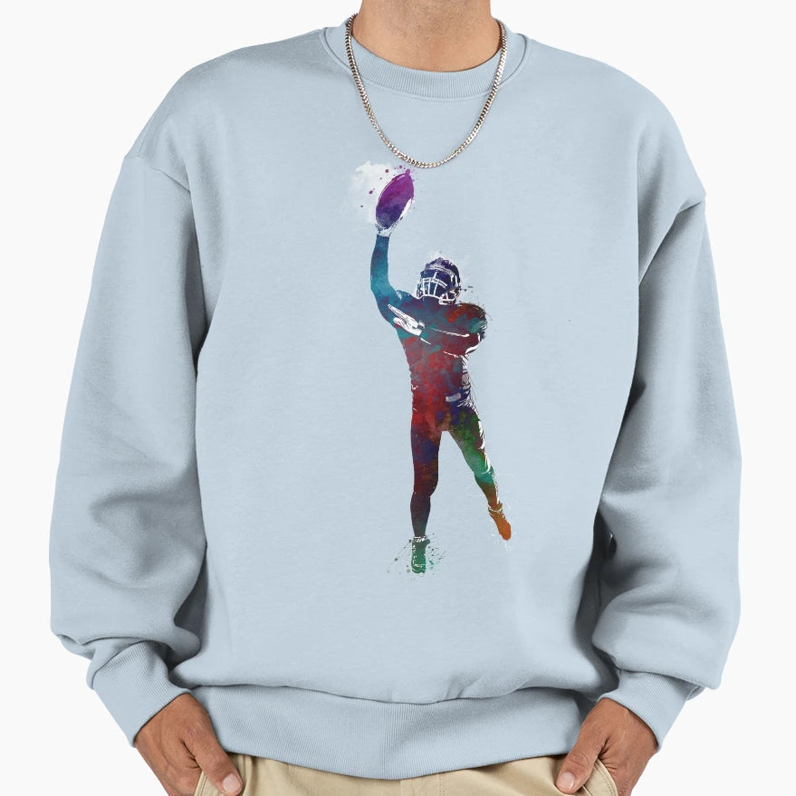 American Football Player Football Sweatshirt - Trendy Graphic for Adults - T-Shirt, Sweatshirt, Hoodie