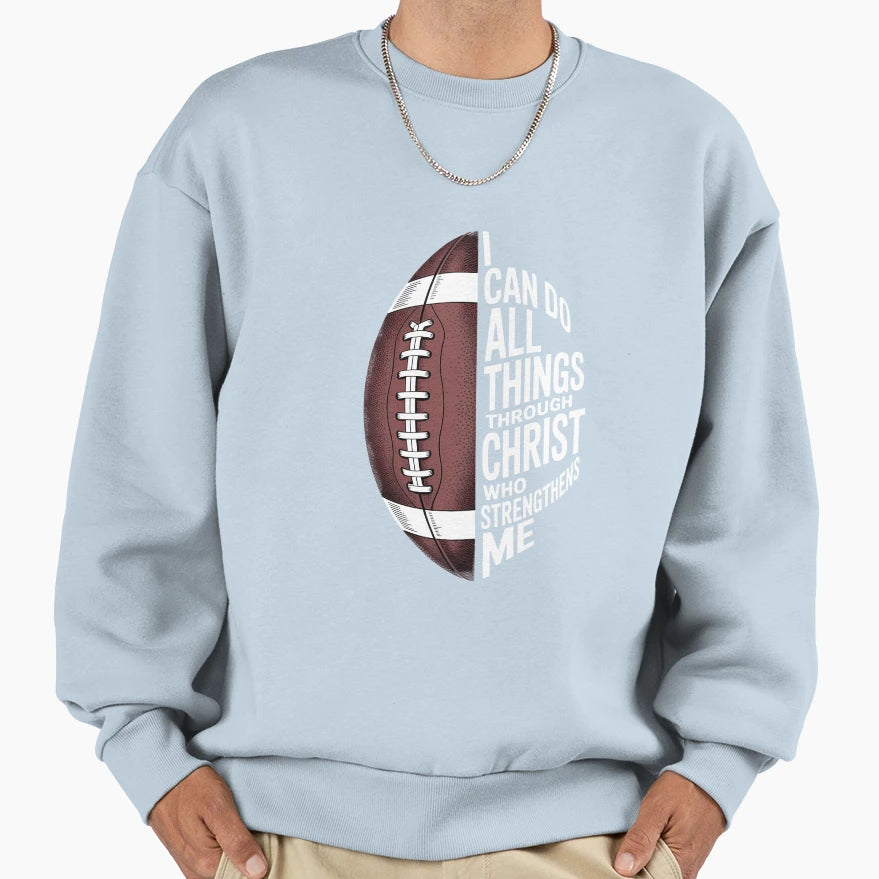 Christian Football Religious Sweatshirt - Casual Everyday Wear Men Women - T-Shirt, Sweatshirt, Hoodie