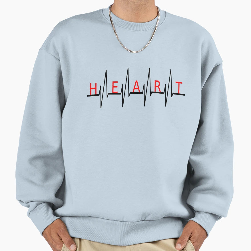 Heart Beat Black Sweatshirt - Aesthetic Graphic for Adults - T-Shirt, Sweatshirt, Hoodie