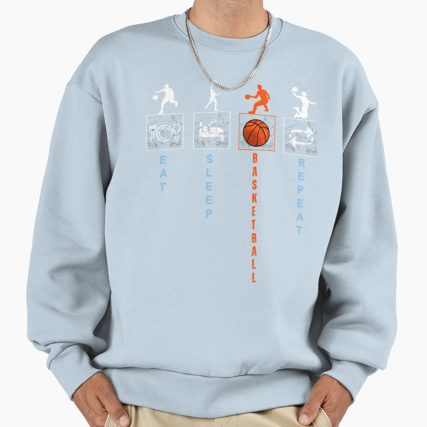 Eat Sleep Basketball Repeat T-Shirt - Trendy Graphic Unisex - T-Shirt, Sweatshirt, Hoodie
