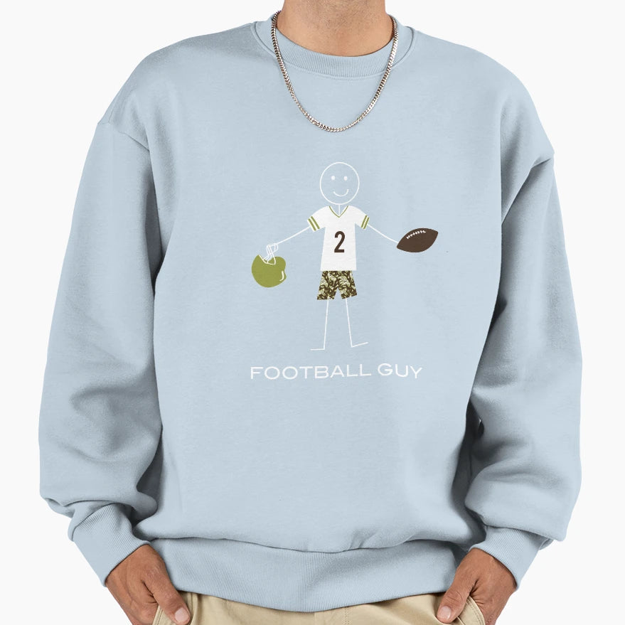 Funny Football Guy Illustrated Sweatshirt - Novelty Apparel for Adults - T-Shirt, Sweatshirt, Hoodie