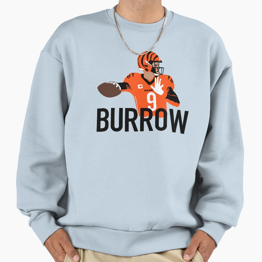 Burrow 9 Cicinnati Football Sweatshirt - Minimalist Print Men Women - T-Shirt, Sweatshirt, Hoodie