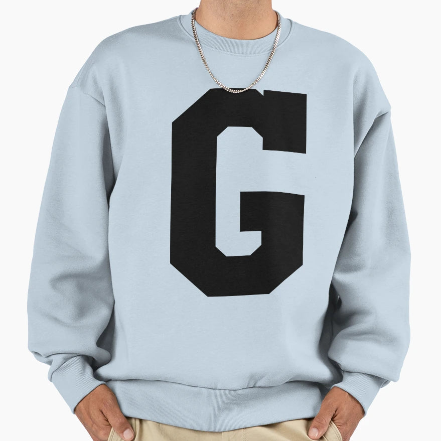 Alphabet Black G Sports Letter Sweatshirt - Casual Everyday Wear Men Women - T-Shirt, Sweatshirt, Hoodie