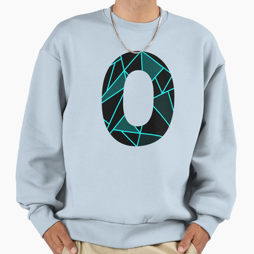 Monogram O Neon Blue Abstract Lines Sweatshirt - Graphic Print Men Women - T-Shirt, Sweatshirt, Hoodie
