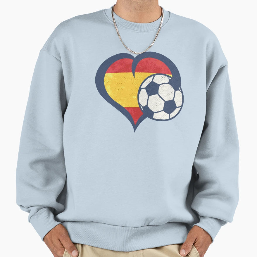 Soccer Heart Spanish Flag Woso Sweatshirt - Casual Everyday Wear Unisex - T-Shirt, Sweatshirt, Hoodie