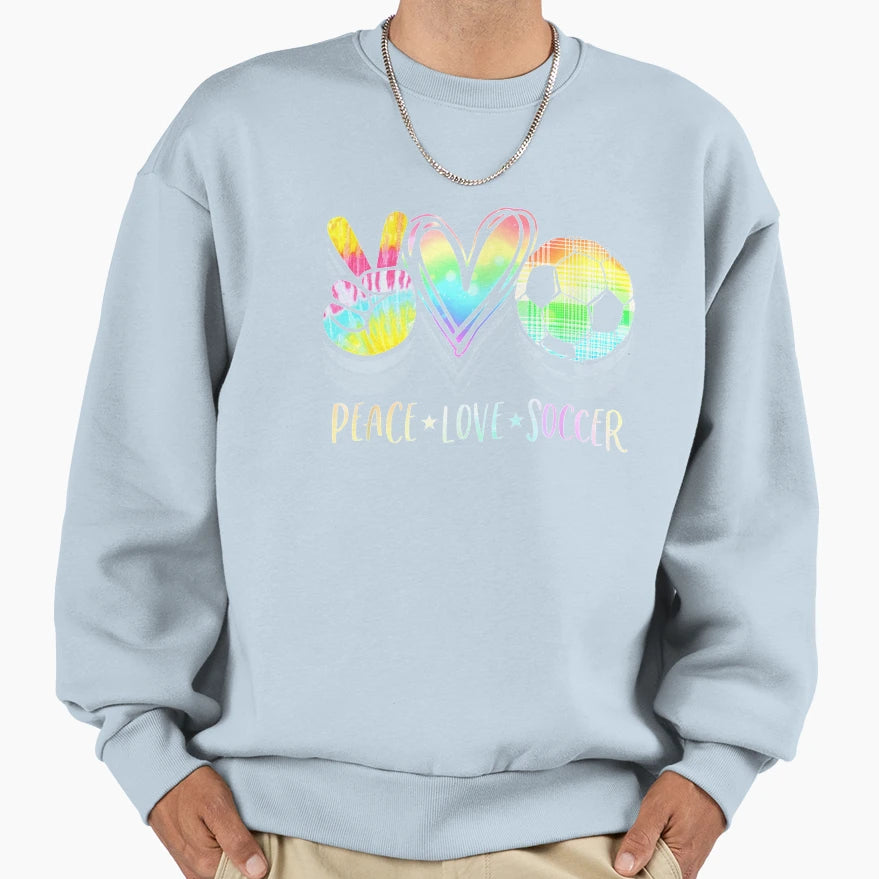 Peace Love Soccer Heart Ball T-Shirt - Trendy Graphic Men Women - T-Shirt, Sweatshirt, Hoodie