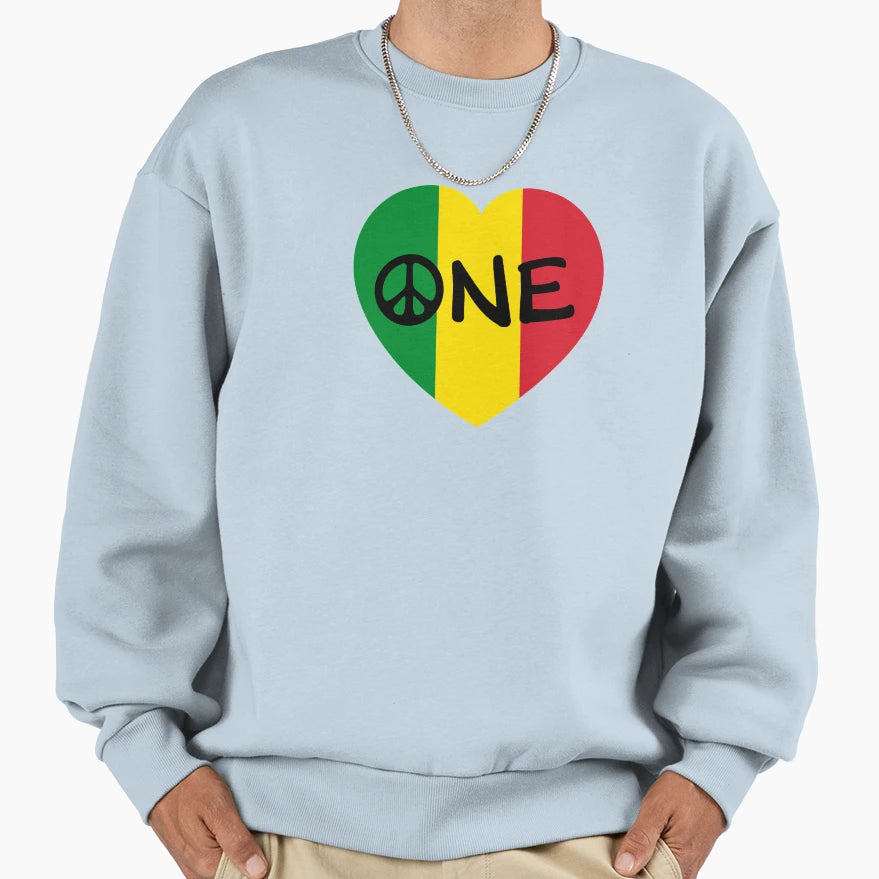 Rasta Reggae Music Peace Heart One Sweatshirt - Unique Graphic Men Women - T-Shirt, Sweatshirt, Hoodie