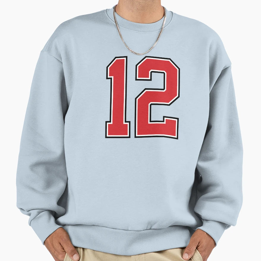 Sports Number 12 Red Black Color Sweatshirt - Trendy Graphic Men Women - T-Shirt, Sweatshirt, Hoodie