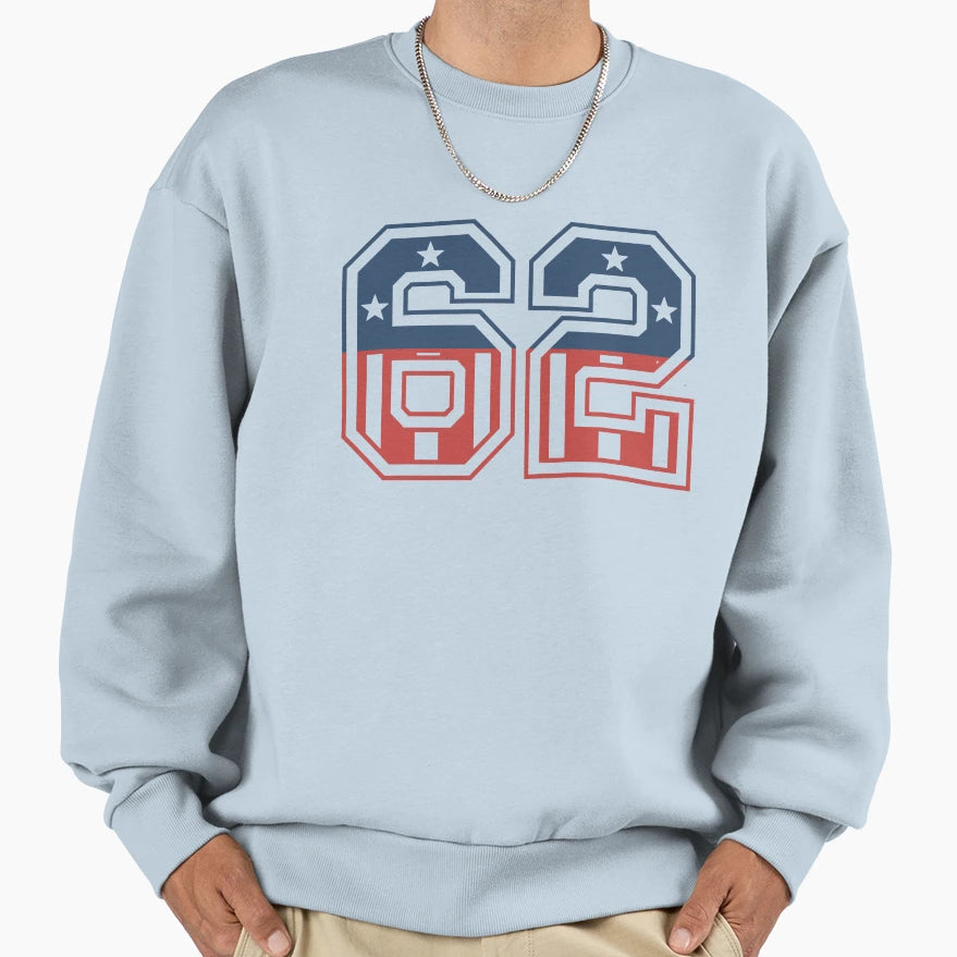 Number 62 Usa Sweatshirt - Trendy Graphic Men Women - T-Shirt, Sweatshirt, Hoodie