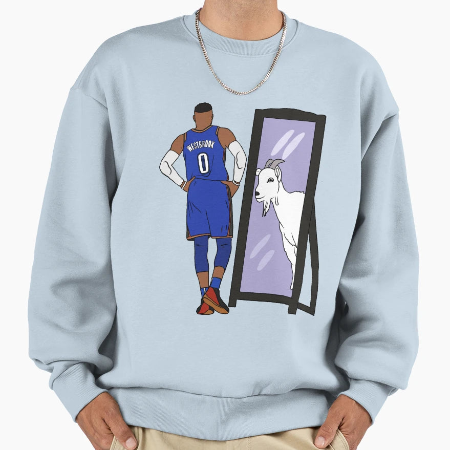 Russell Westbrook Mirror Goat Sweatshirt - Novelty Apparel for Adults - T-Shirt, Sweatshirt, Hoodie