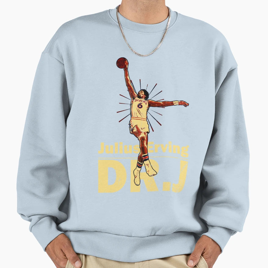 Dr J Julius Erving Old School Dunk D Sweatshirt - Unique Graphic Men Women - T-Shirt, Sweatshirt, Hoodie