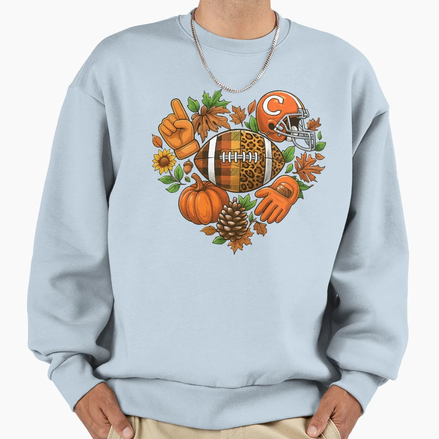 Football Fall Floral Game Day Sweatshirt - Unique Graphic Unisex - T-Shirt, Sweatshirt, Hoodie