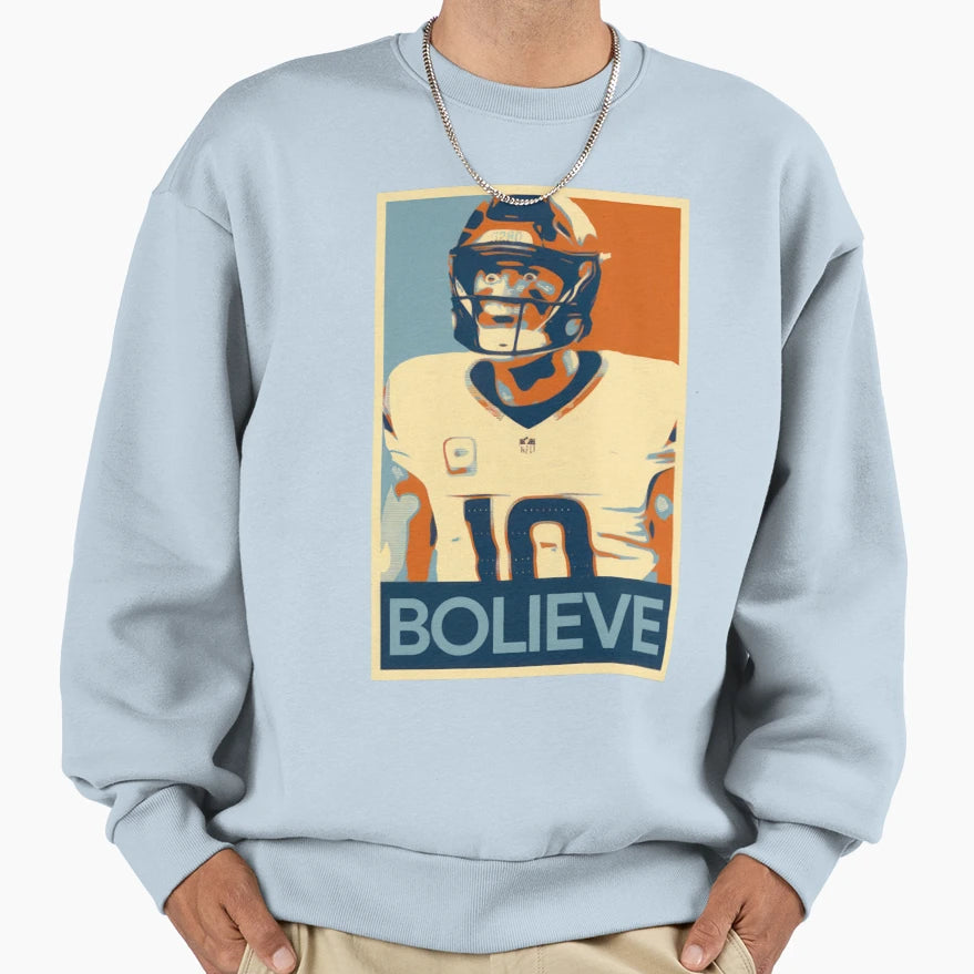 Bo Nix Bolieve Denver Broncos Nfl Sweatshirt - Streetwear Style Unisex - T-Shirt, Sweatshirt, Hoodie