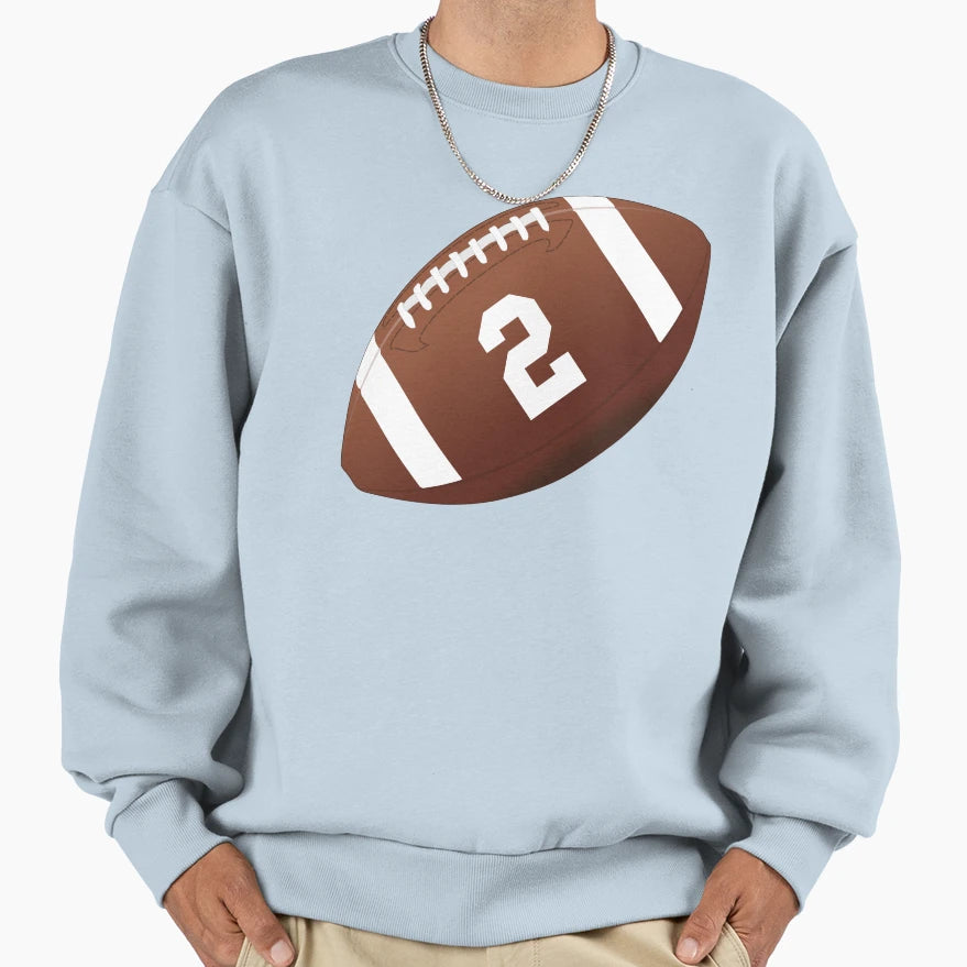 American Football Ball Number 2 Two Sweatshirt - Unique Graphic Men Women - T-Shirt, Sweatshirt, Hoodie