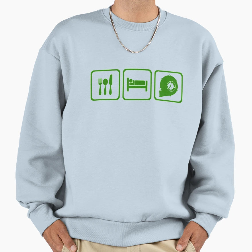 Eat Sleep Turbo Repeat Green Turbo Car Sweatshirt - Trendy Graphic Unisex - T-Shirt, Sweatshirt, Hoodie