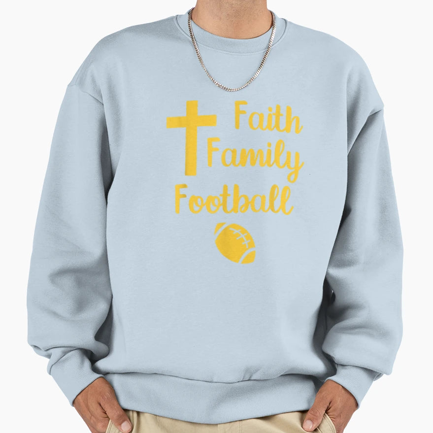 Faith Family Football Sweatshirt - Minimalist Print Men Women - T-Shirt, Sweatshirt, Hoodie
