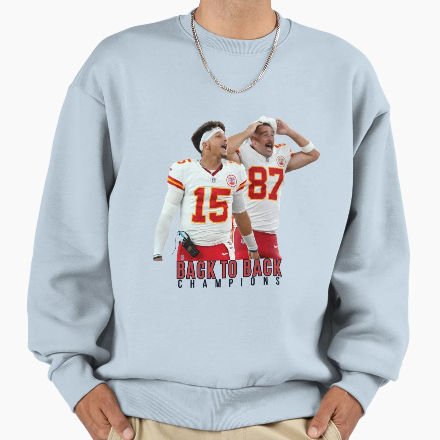 Chiefs Back To Back Superbowl Sweatshirt - Minimalist Print Men Women - T-Shirt, Sweatshirt, Hoodie