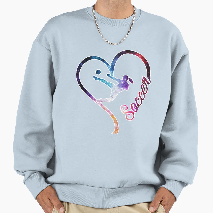 Galaxy Soccer Heart Sweatshirt - Casual Everyday Wear for Adults - T-Shirt, Sweatshirt, Hoodie