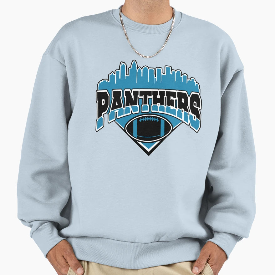 Panthers Football Skyline Football Sweatshirt - Custom Art Print Unisex - T-Shirt, Sweatshirt, Hoodie
